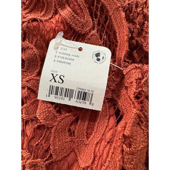 Free People Adella Lace Cami XS NWT Boho Babydoll Top Rust/Winding Road Indie - Picture 5 of 7
